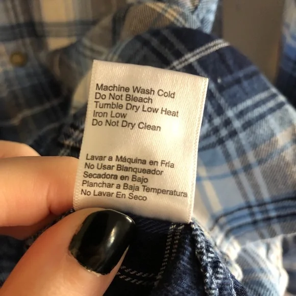 JACHS Girlfriend Blue Plaid Bea Western Button Down Flannel Top - Picture 10 of 10